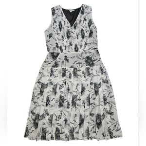 Halogen Brand New Pleated Floral Sleeveless Dress Black White Size 12